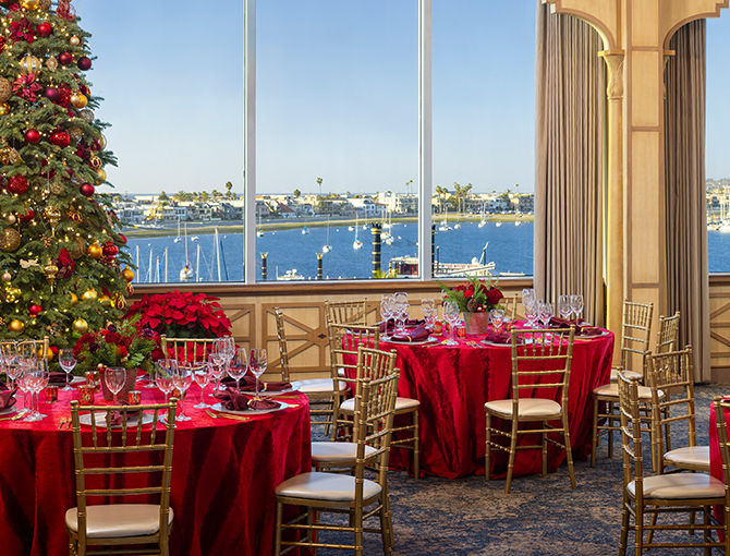 Mission Bay Ballroom with holiday decorations